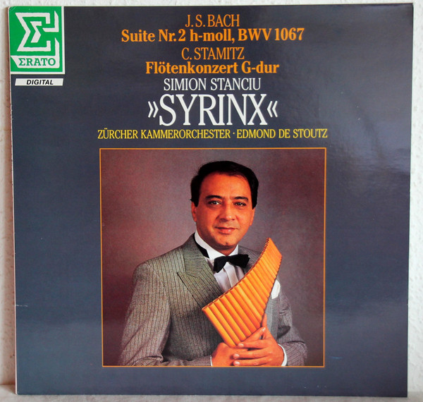 Cover Simion Stanciu Syrinx*, J.S. Bach*, C. Stamitz* - Zürcher Kammerorchester, Edmond De Stoutz - Suite N°2 H-Moll, BWV 1067 / Flötenkonzert G-Dur (LP, Club) Schallplatten Ankauf