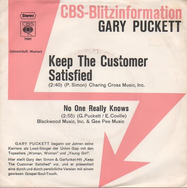 Cover Gary Puckett - Keep The Customer Satisfied (7, Single, Promo) Schallplatten Ankauf