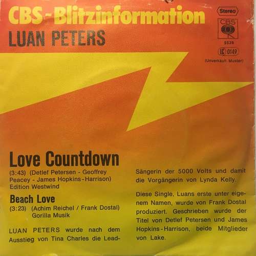 Cover Luan Peters - Love Countdown (7, Single, Promo) Schallplatten Ankauf