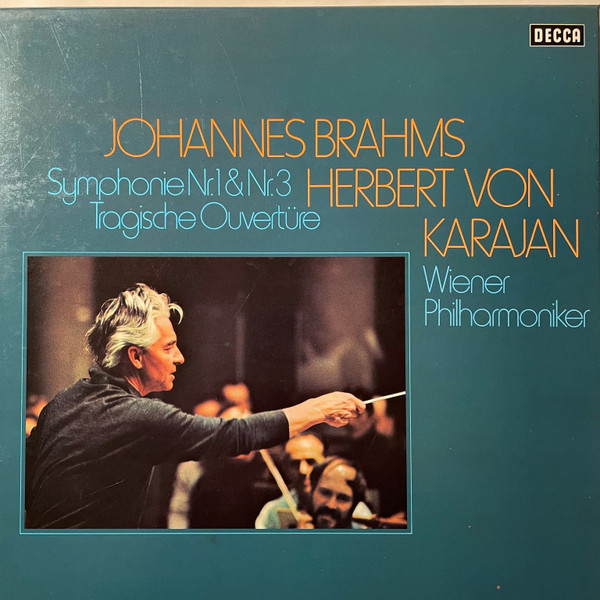 Cover Johannes Brahms - Herbert von Karajan, Wiener Philharmoniker - Symphonie Nr.1 & Nr.3 / Tragische Ouvertüre (2xLP, Comp) Schallplatten Ankauf