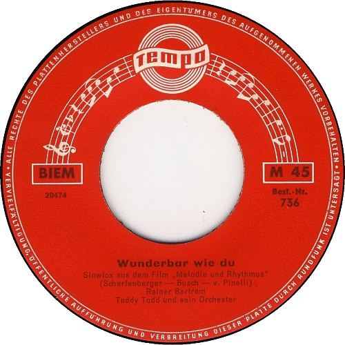 Cover Rainer Bertram - Wunderbar Wie Du / Havanna-Love (7, Single) Schallplatten Ankauf