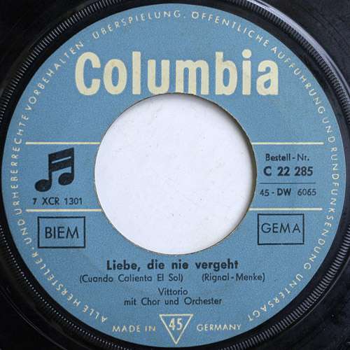 Cover Vittorio* - Liebe, Die Nie Vergeht (7, Single) Schallplatten Ankauf