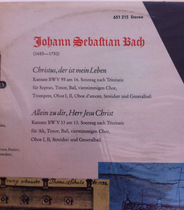 Cover Johann Sebastian Bach - Kantate Christus, Der Ist Mein Leben (Kantate BWV 95) / Kantate Allein Zu Dir, Herr Jesu Christ (Kantate BWV 33) (LP) Schallplatten Ankauf