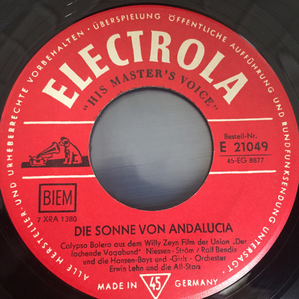 Cover Ralf Bendix - Die Sonne Von Andalucia / The Ways Of Love (7, Single) Schallplatten Ankauf